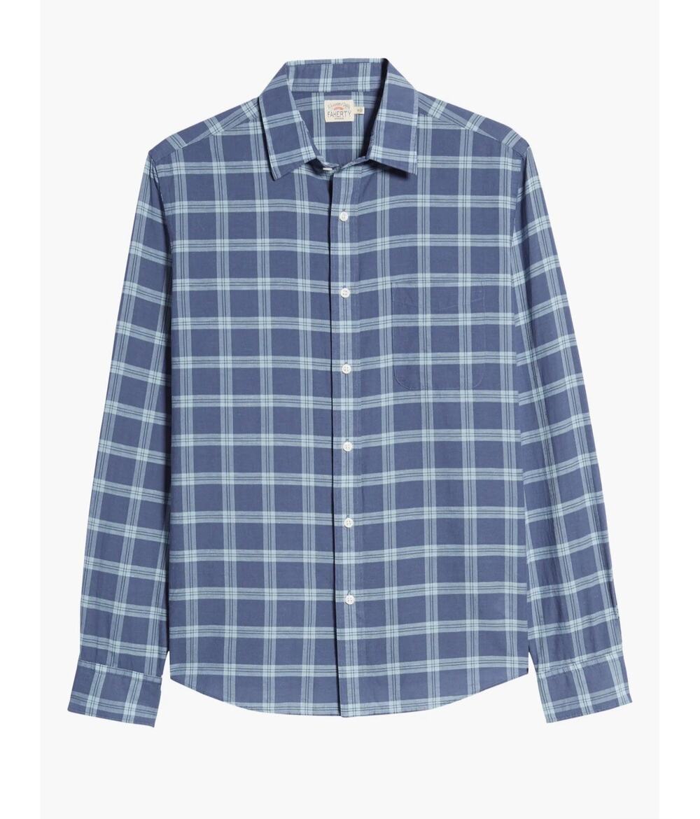 Faherty Cloud Summer Blend Check Button-Up Shirt MWS2005 XS